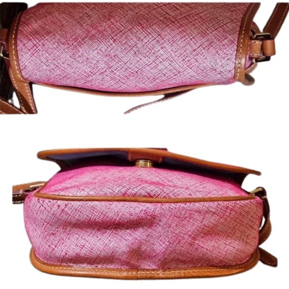 Dooney and Bourke Rare Saddle Flap Bag in Pink Glimmer - Picture 5 of 6
